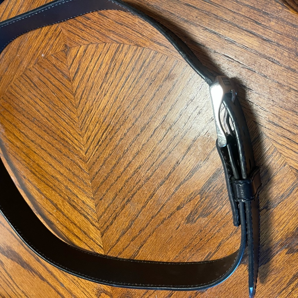 Dickies Black Leather Belt Men’s Silver Buckle Size 36 - Picture 2 of 5